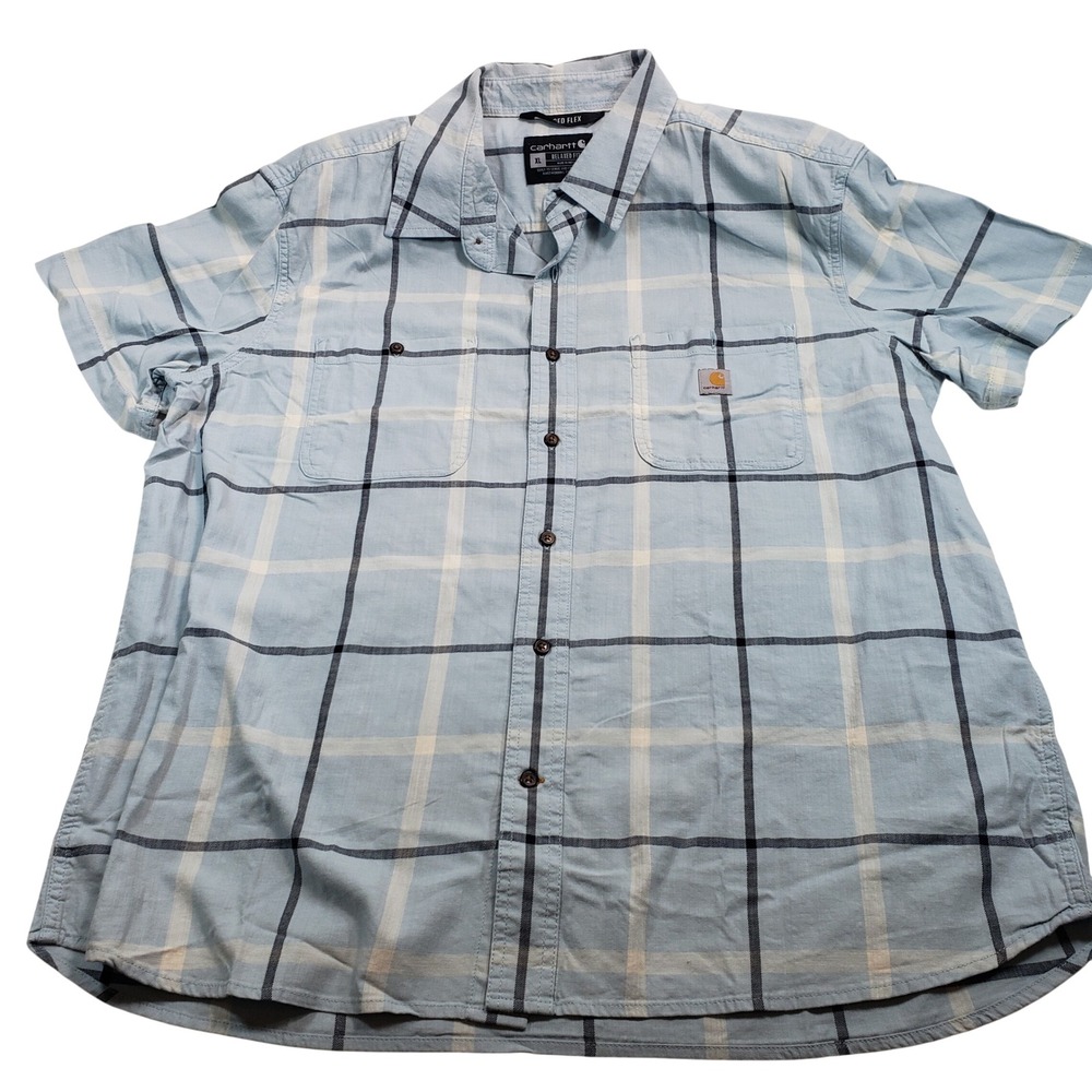 Carhartt Rugged Flex Relaxed Fit‎ Plaid Short Sleeve Button Up Shirt XL